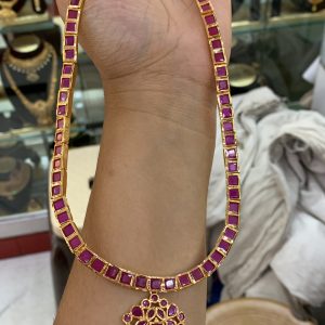 Atigai Haram American Diamond Ruby Stone