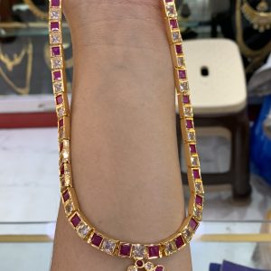 Atigai Haram American Diamond Ruby White Stone