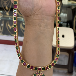 Atigai Haram American Diamond Ruby Emerald Stone