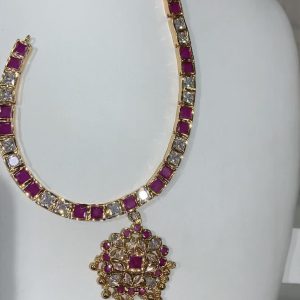 American Diamond Stone Atigai Necklace white ruby fgc01