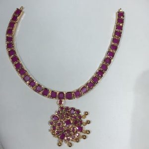 American Diamond Stone Atigai Ruby Necklace fgc01