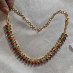 Gold Plated Ruby Emerald Stone Necklace Product code fgc72c