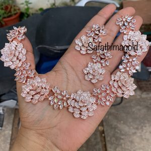 Jercon Rosegold Necklace with Earings fgc249